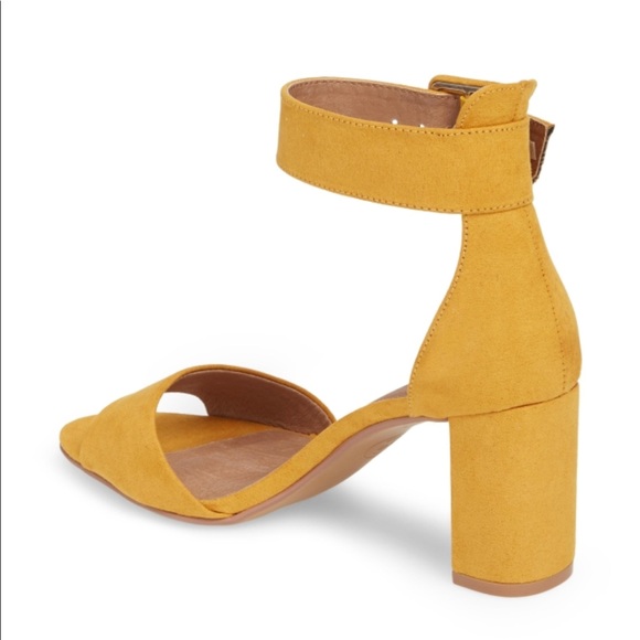 Mustard Oversized Buckle Ankle Strap Heel Sandal - Picture 7 of 7